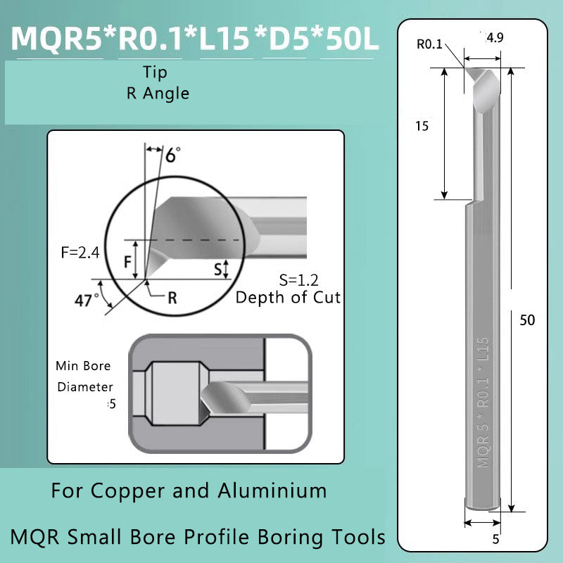 Small Hole Boring Tool Tungsten Steel Alloy MQR CNC Shockproof Inner Hole Boring Bar Micro Small Hole Turning Tool Shandong Denso Pricision Tools Co.,Ltd.